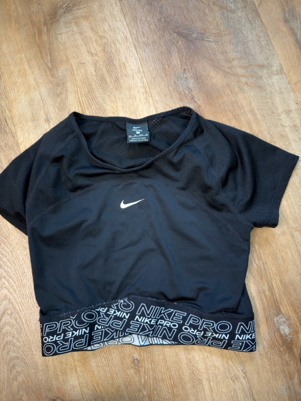 Nike Black Women's Pro Crop Top with Branded Elastic Hem